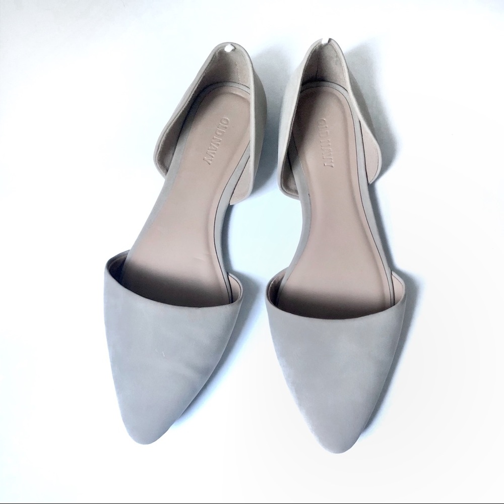 Taupe Pointy-Toe D'Orsay Flats Faux Suede 8